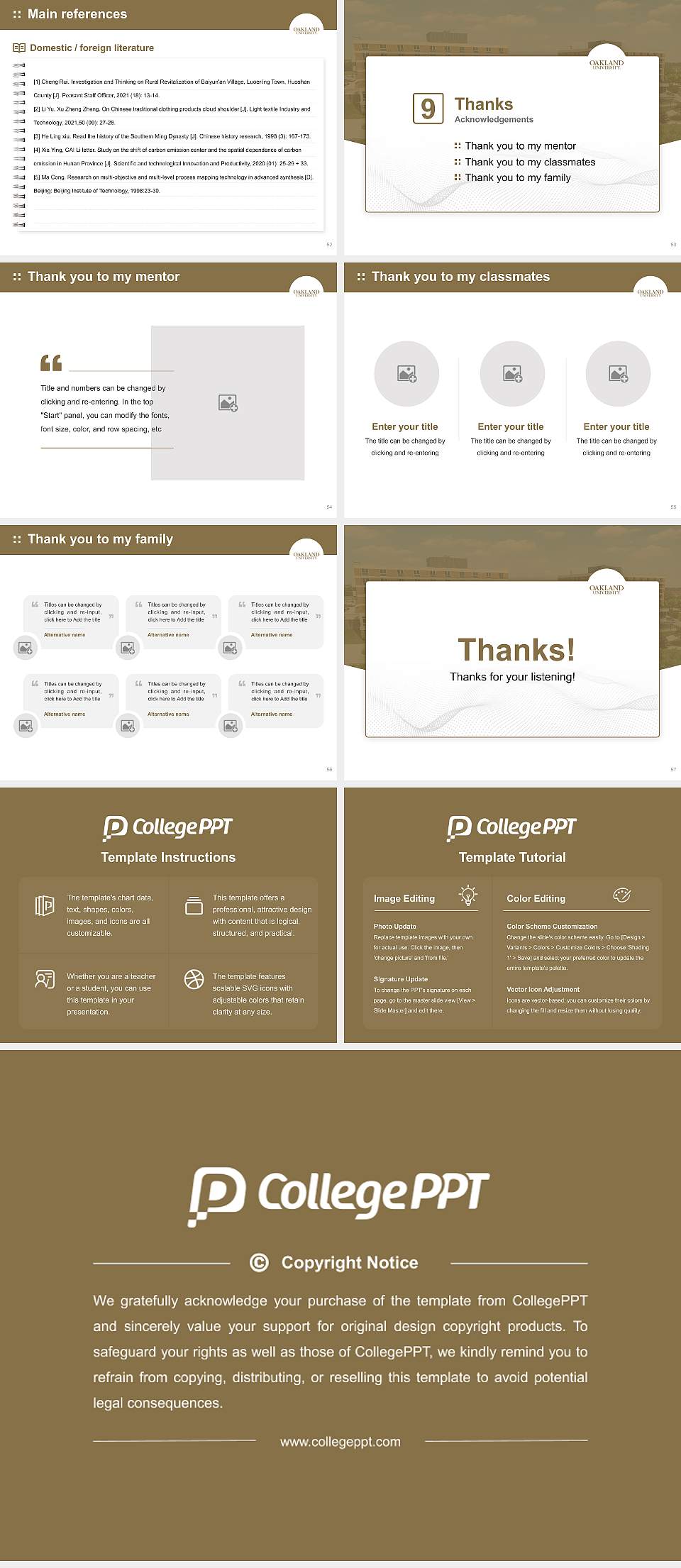 Oakland University Graduation Thesis Defense PPT Template4:3 ratio PPT effect preview image7