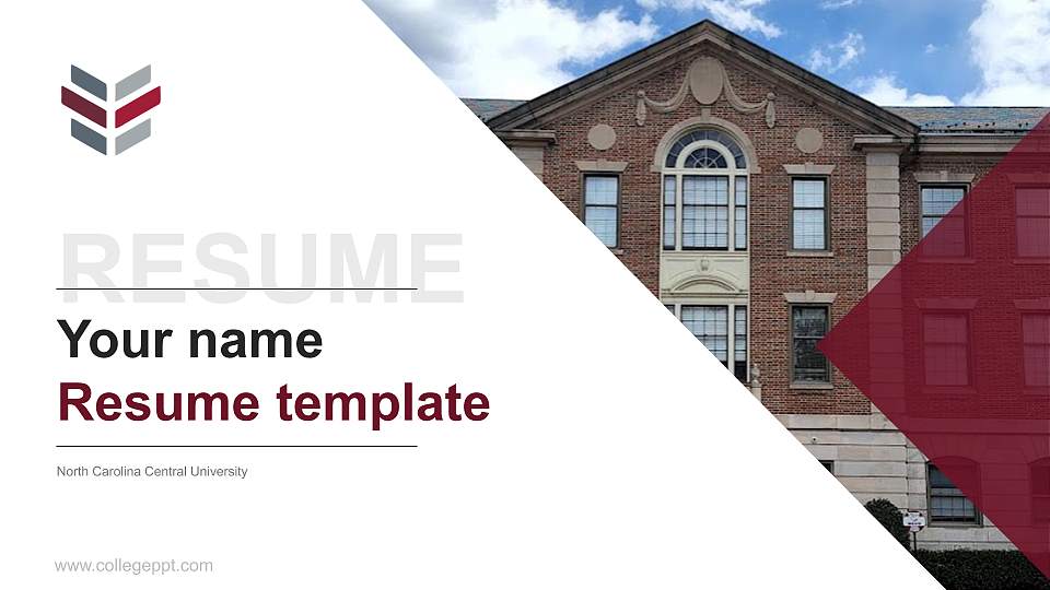 North Carolina Central University Resume PPT Template16:9 ratio PPT effect preview image