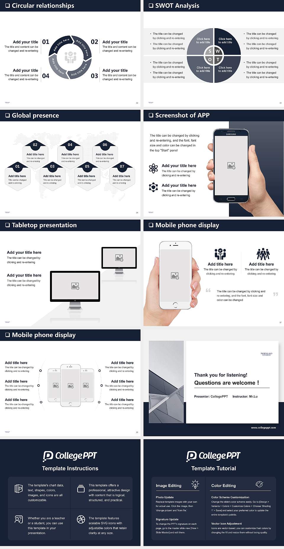 Northland College General Purpose PPT Template4:3 ratio PPT effect preview image5