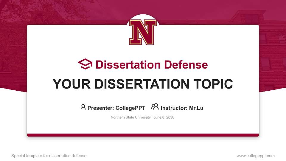 Northern State University Graduation Thesis Defense PPT Template16:9 ratio PPT effect preview image
