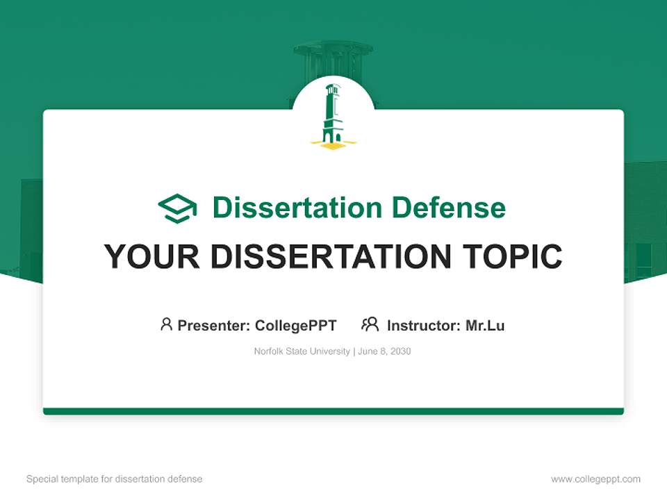 Norfolk State University Graduation Thesis Defense PPT Template4:3 ratio PPT effect preview image7