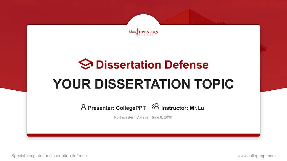 Northwestern College Graduation Thesis Defense PPT Template16:9 ratio PPT effect preview image