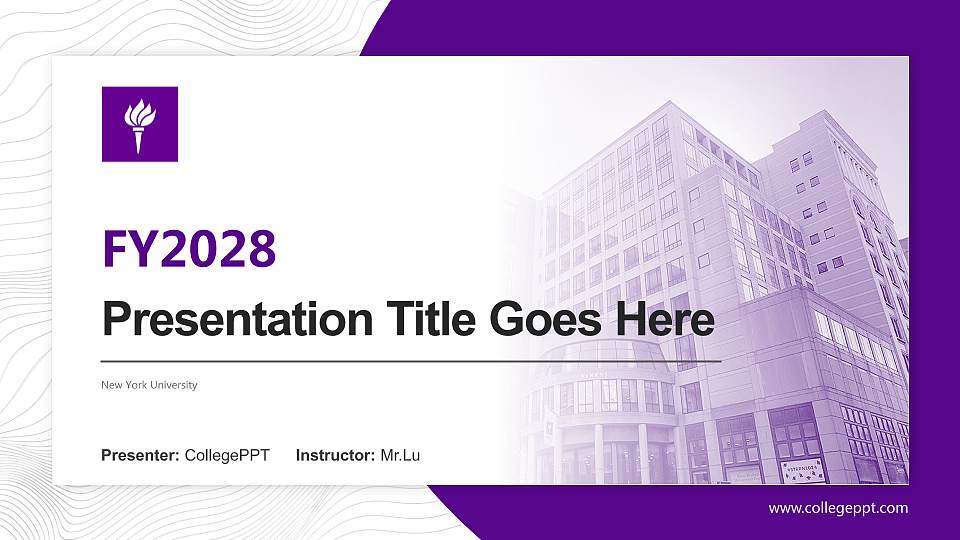 New York University Academic Presentation/Research Findings Report PPT Template16:9 ratio PPT effect preview image