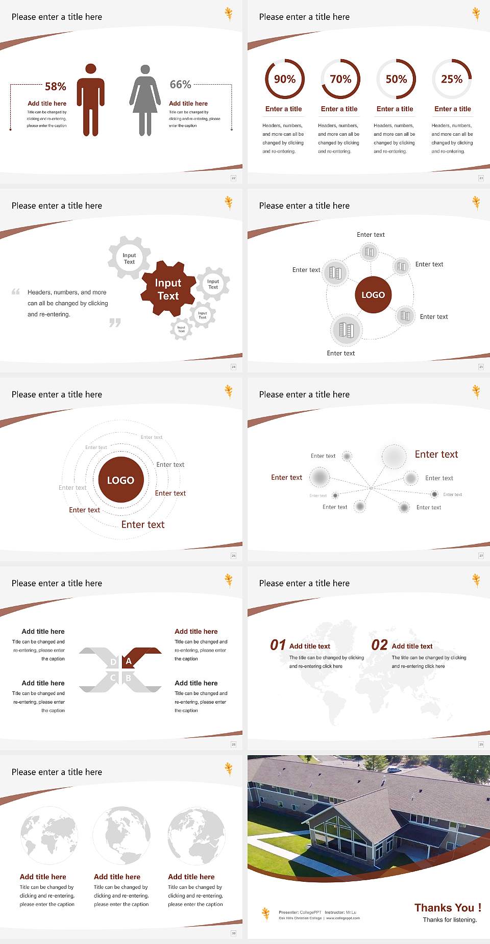 Oak Hills Christian College Course/Courseware Creation PPT Template4:3 ratio PPT effect preview image4