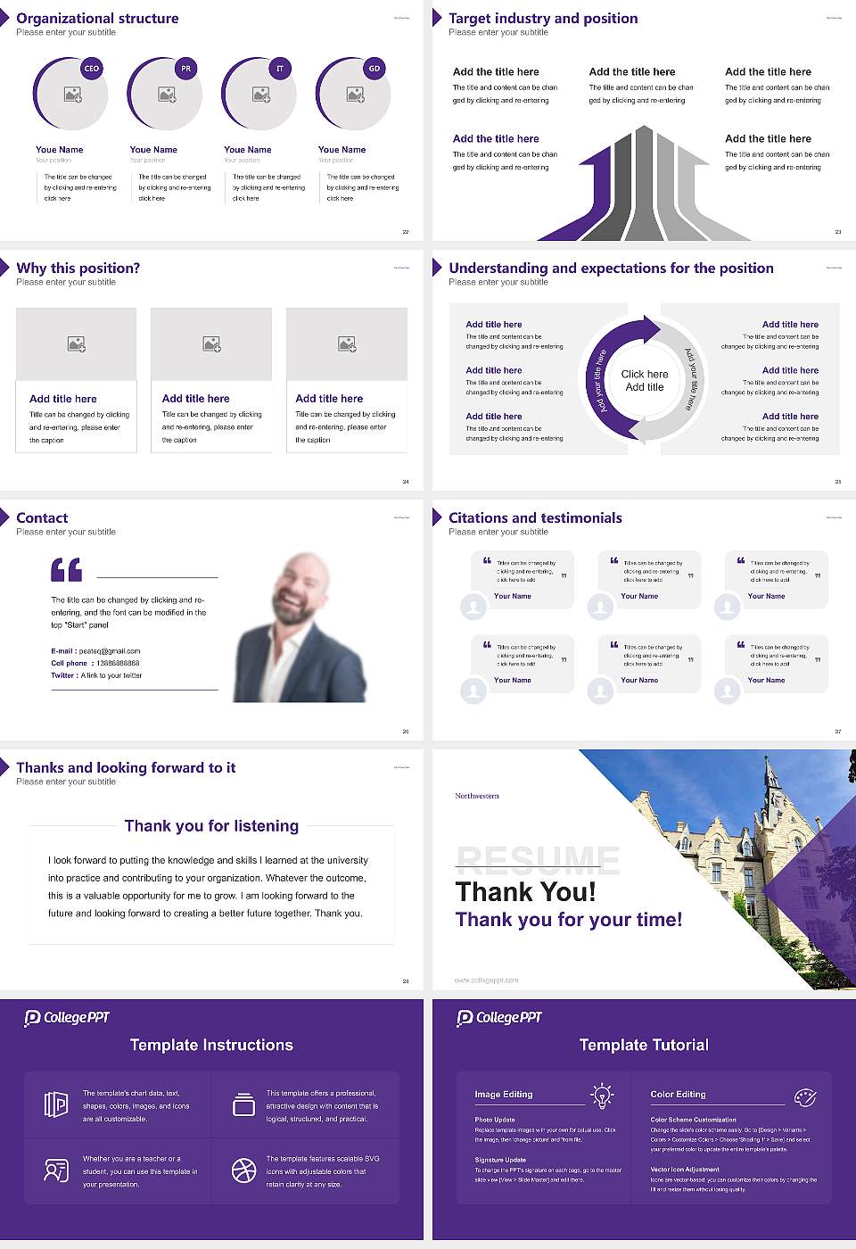 Northwestern University Resume PPT Template16:9 ratio PPT effect preview image4