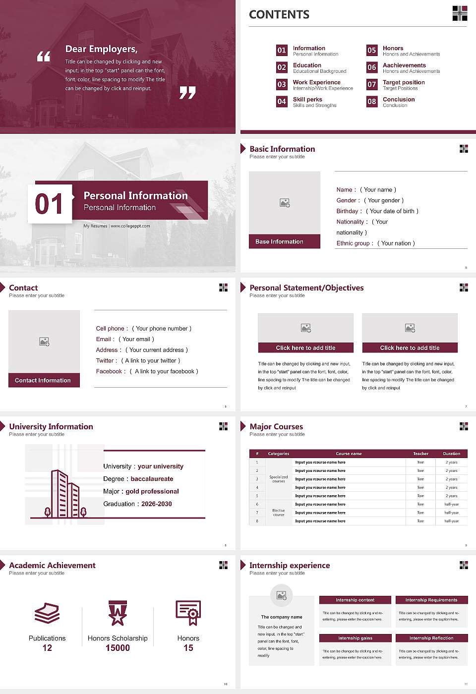 Northeastern Seminary Resume PPT Template16:9 ratio PPT effect preview image2