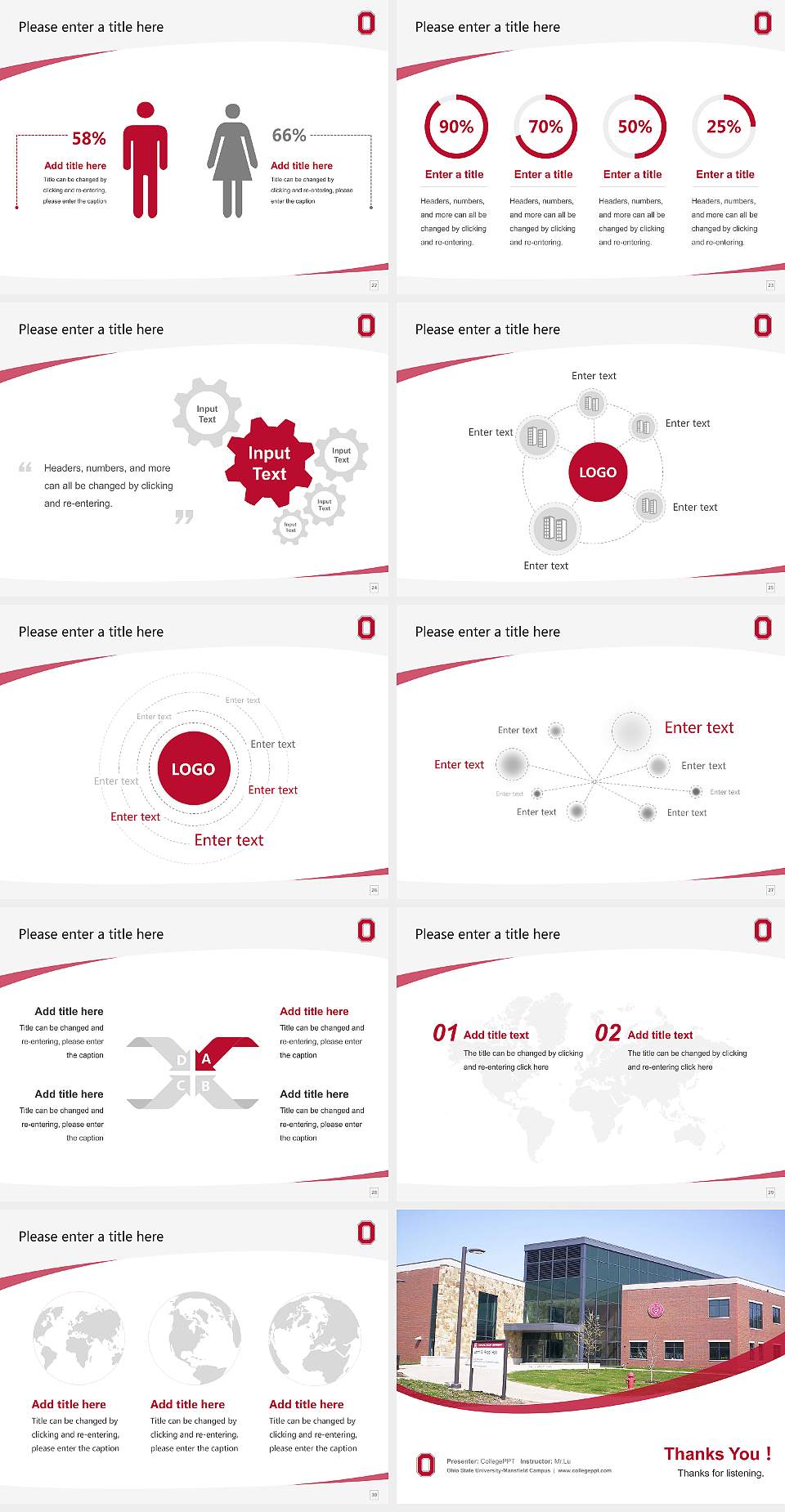 Ohio State University-Mansfield Campus Course/Courseware Creation PPT Template4:3 ratio PPT effect preview image4