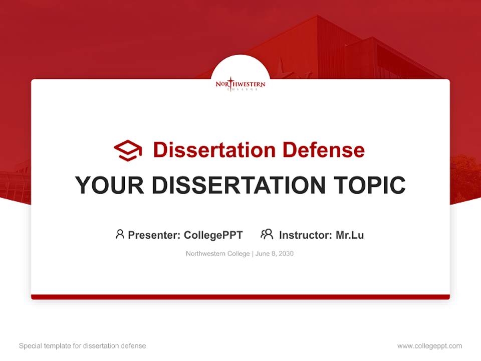 Northwestern College Graduation Thesis Defense PPT Template4:3 ratio PPT effect preview image7