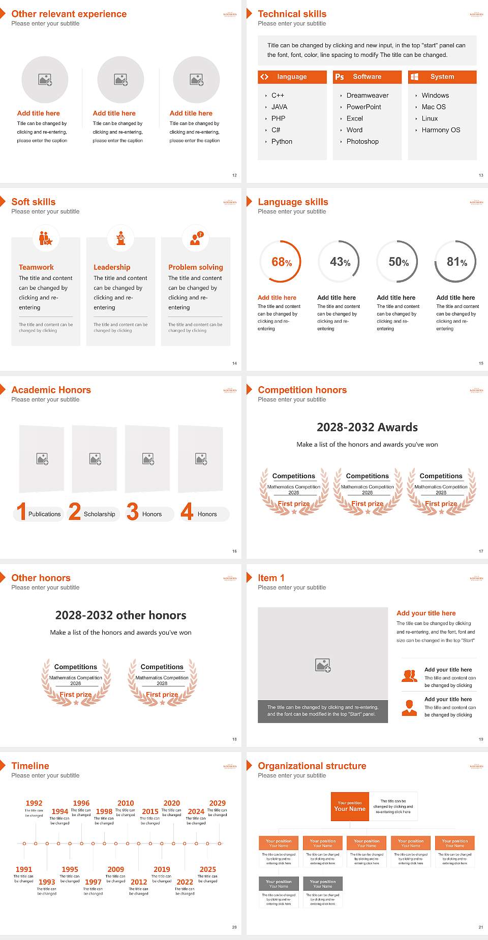 Ohio Northern University Resume PPT Template4:3 ratio PPT effect preview image3