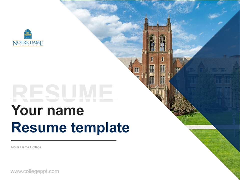 Notre Dame College Resume PPT Template4:3 ratio PPT effect preview image5