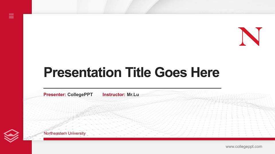 Northeastern University Thesis Proposal/Graduation Defense PPT Template16:9 ratio PPT effect preview image