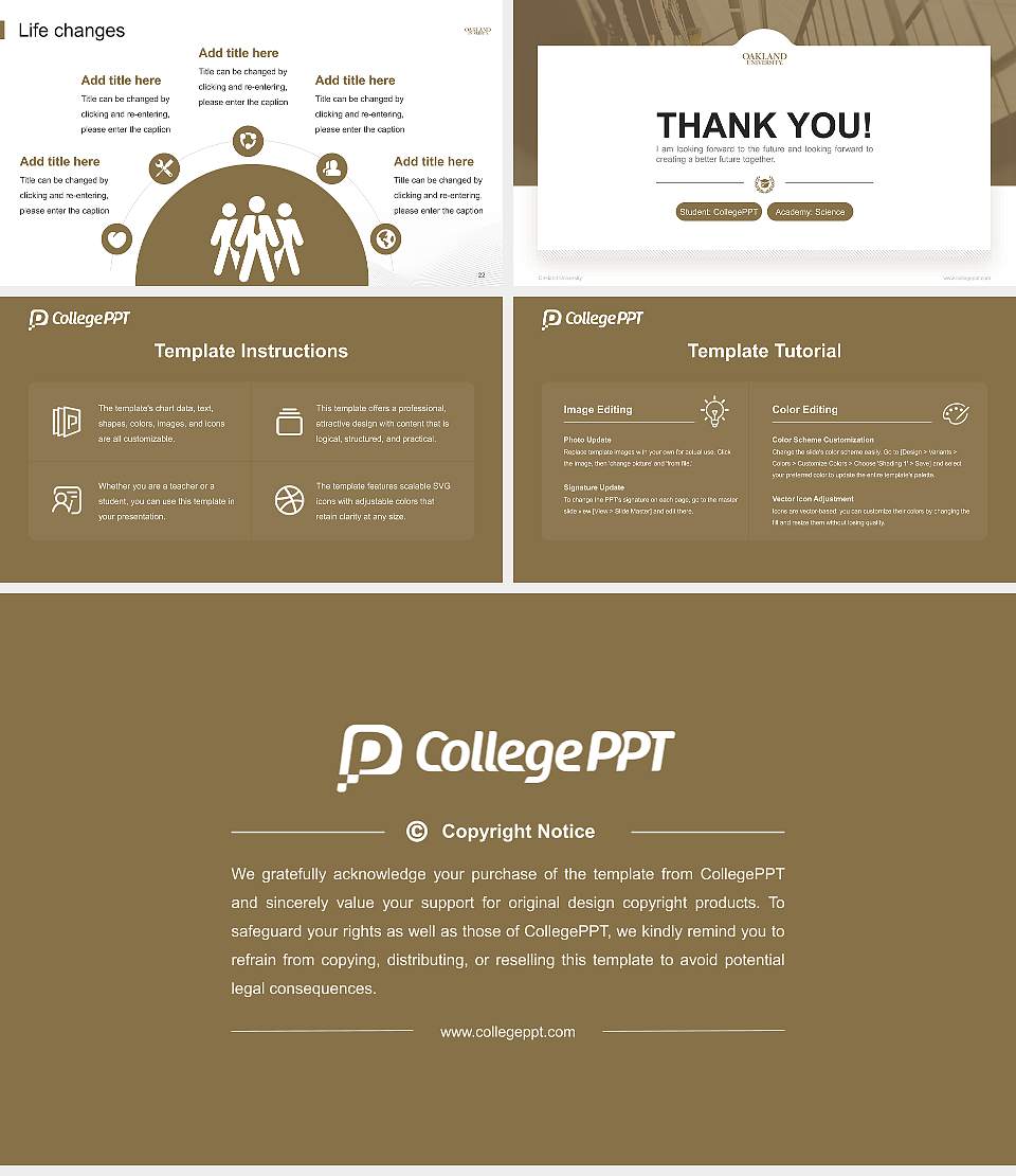 Oakland University National Scholarship Defense PPT Template16:9 ratio PPT effect preview image4
