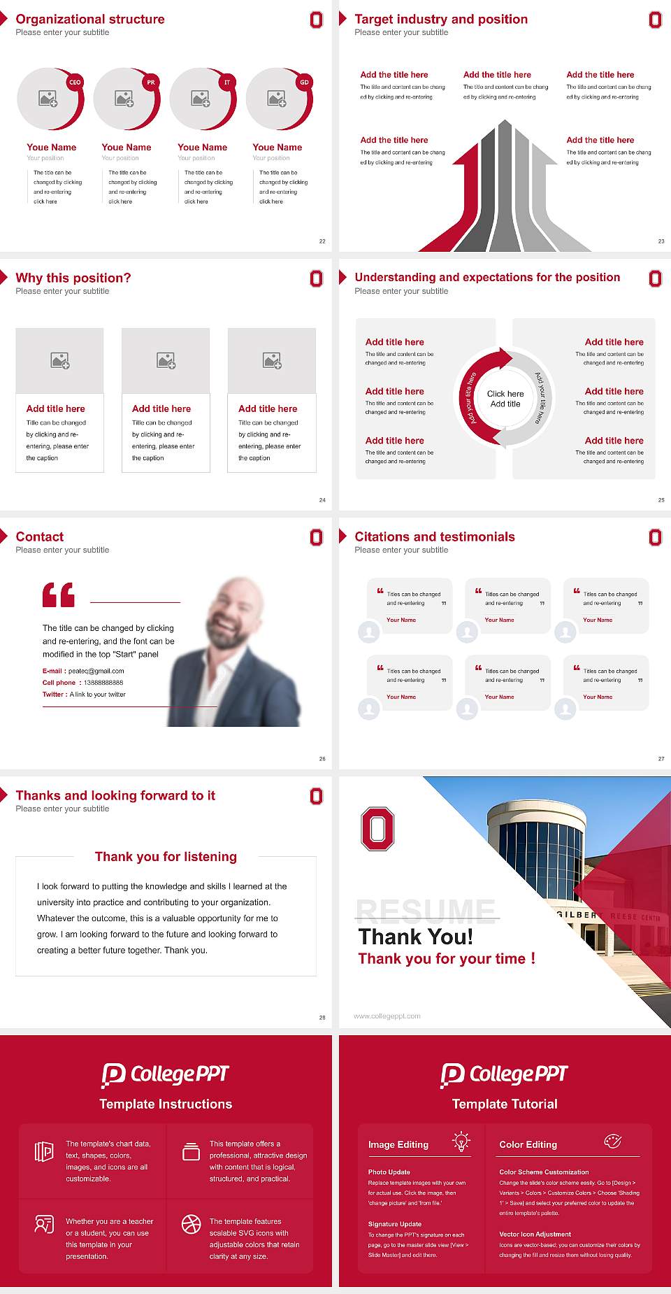 Ohio State University-Newark Campus Resume PPT Template4:3 ratio PPT effect preview image4