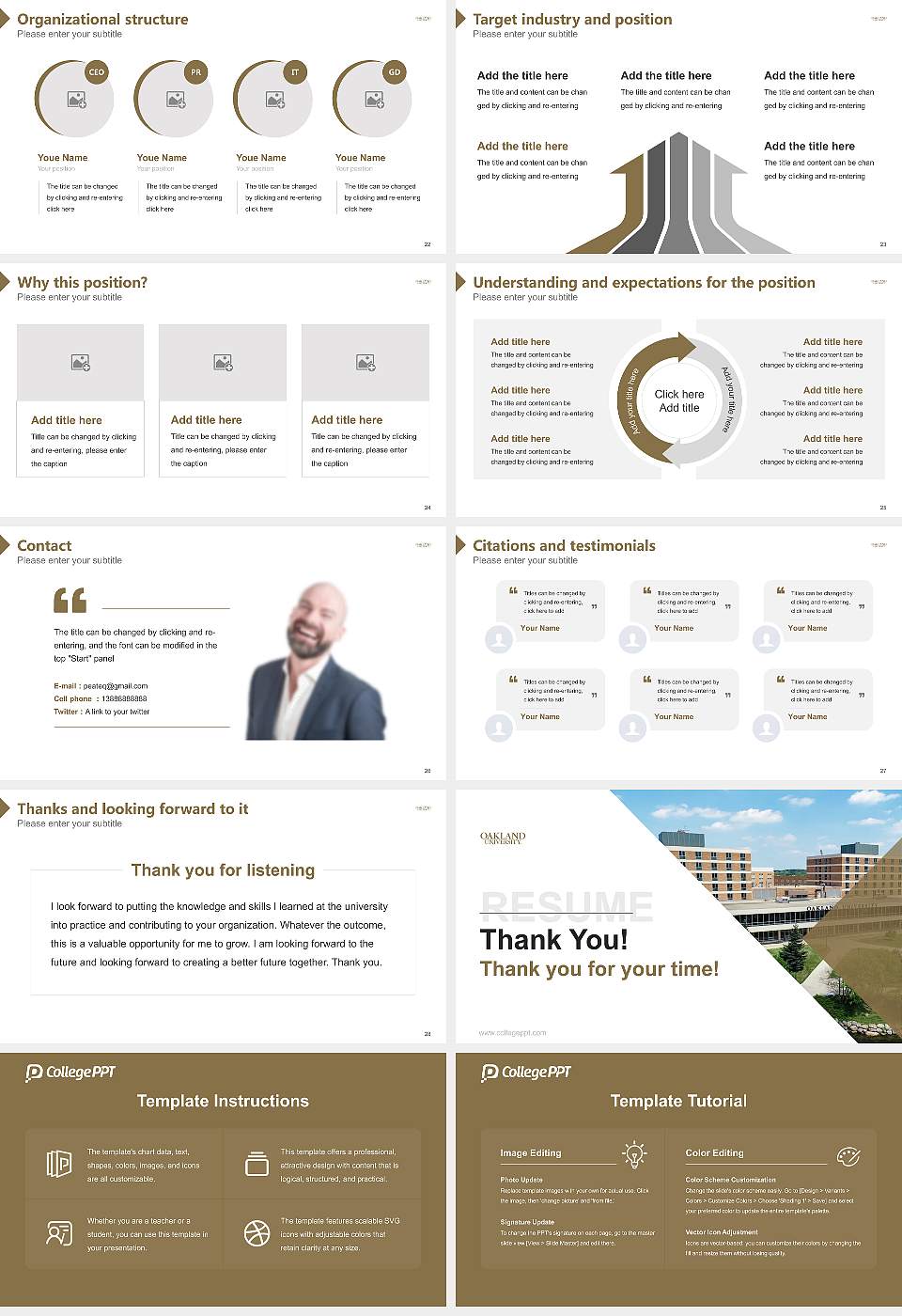 Oakland University Resume PPT Template16:9 ratio PPT effect preview image4