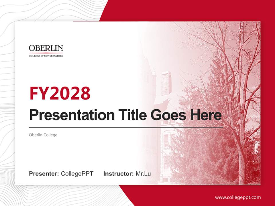 Oberlin College Academic Presentation/Research Findings Report PPT Template4:3 ratio PPT effect preview image5