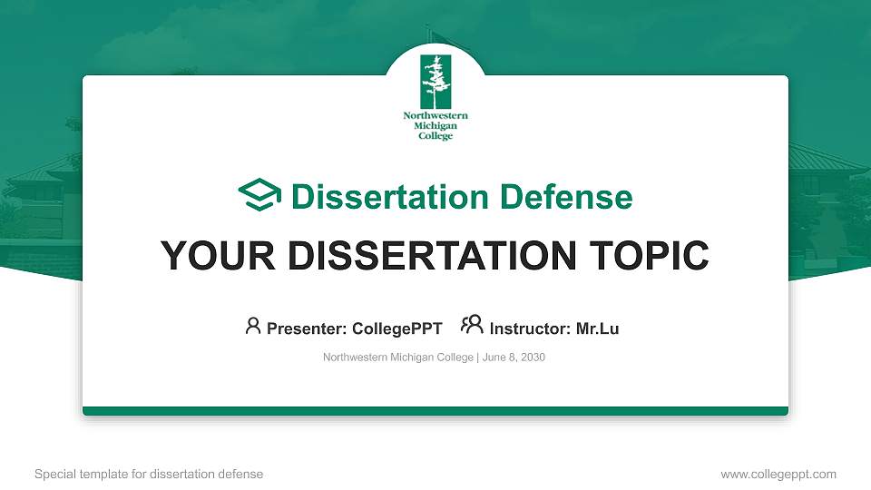 Northwestern Michigan College Graduation Thesis Defense PPT Template16:9 ratio PPT effect preview image