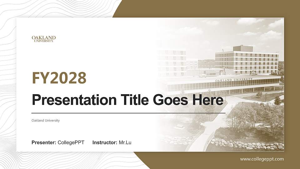 Oakland University Academic Presentation/Research Findings Report PPT Template16:9 ratio PPT effect preview image