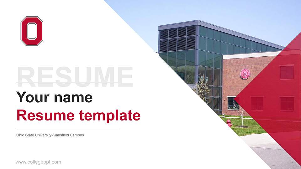 Ohio State University-Mansfield Campus Resume PPT Template16:9 ratio PPT effect preview image