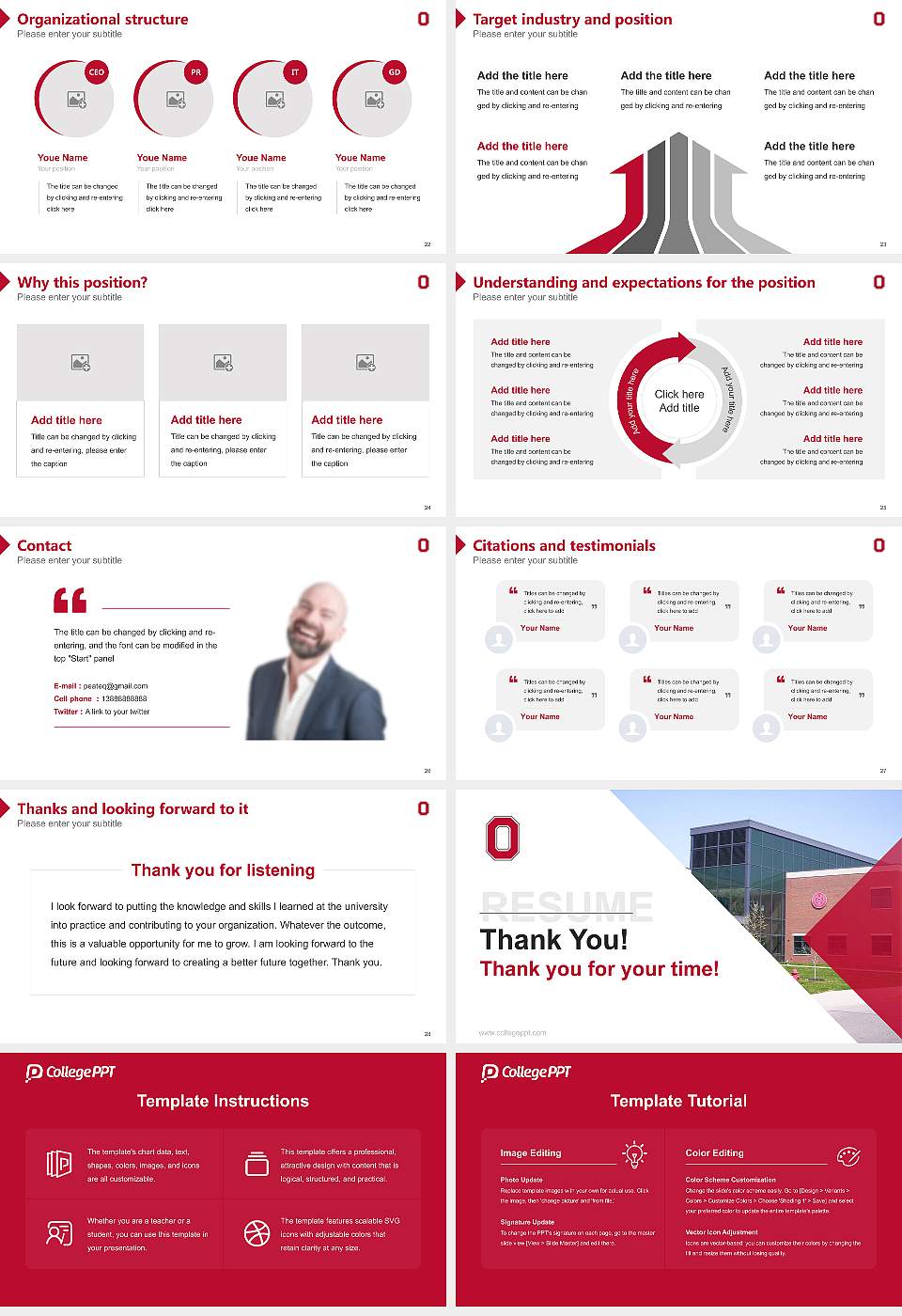 Ohio State University-Mansfield Campus Resume PPT Template16:9 ratio PPT effect preview image4