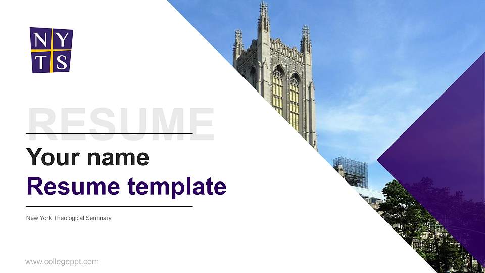 New York Theological Seminary Resume PPT Template16:9 ratio PPT effect preview image
