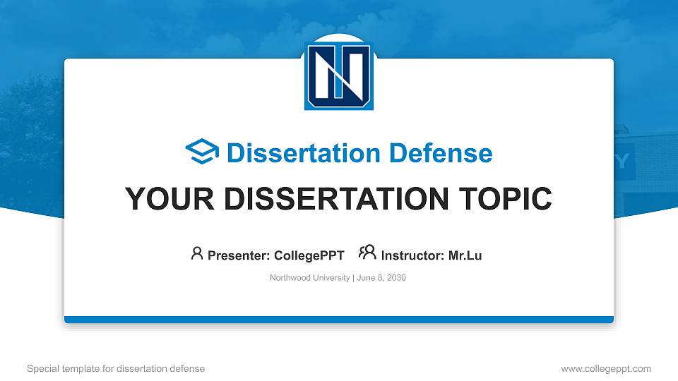 Northwood University Graduation Thesis Defense PPT Template16:9 ratio PPT effect preview image