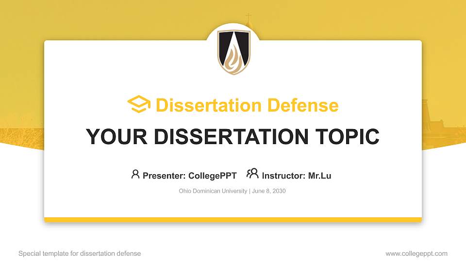 Ohio Dominican University Graduation Thesis Defense PPT Template16:9 ratio PPT effect preview image