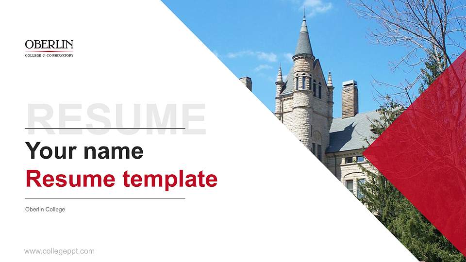 Oberlin College Resume PPT Template16:9 ratio PPT effect preview image