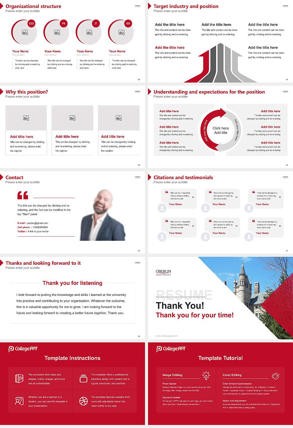 Oberlin College Resume PPT Template16:9 ratio PPT effect preview image4