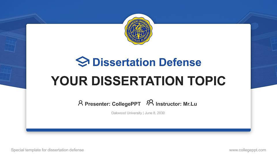 Oakwood University Graduation Thesis Defense PPT Template16:9 ratio PPT effect preview image