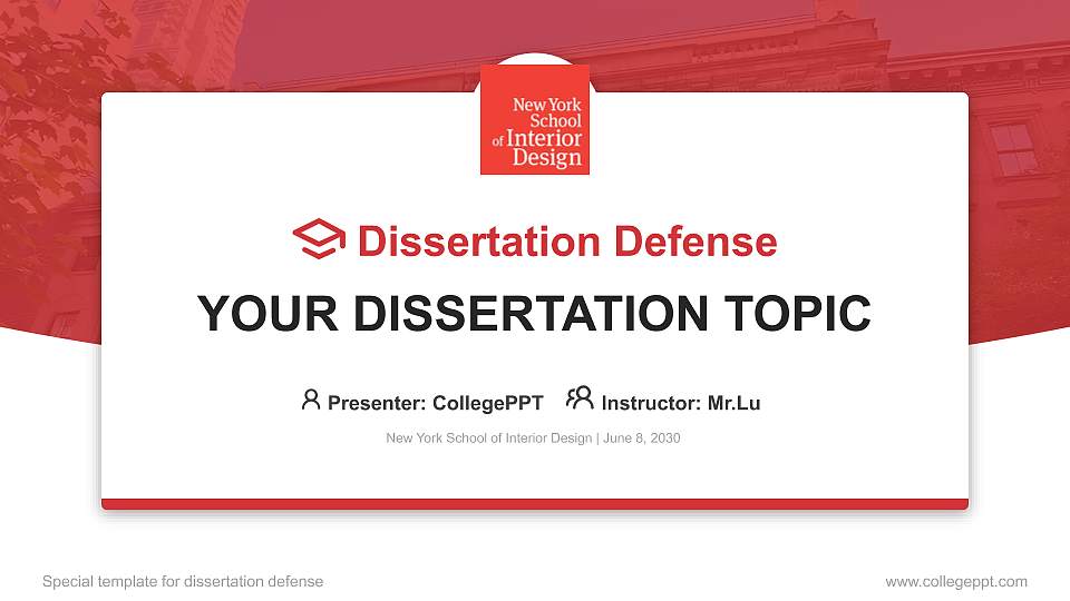 New York School of Interior Design Graduation Thesis Defense PPT Template16:9 ratio PPT effect preview image