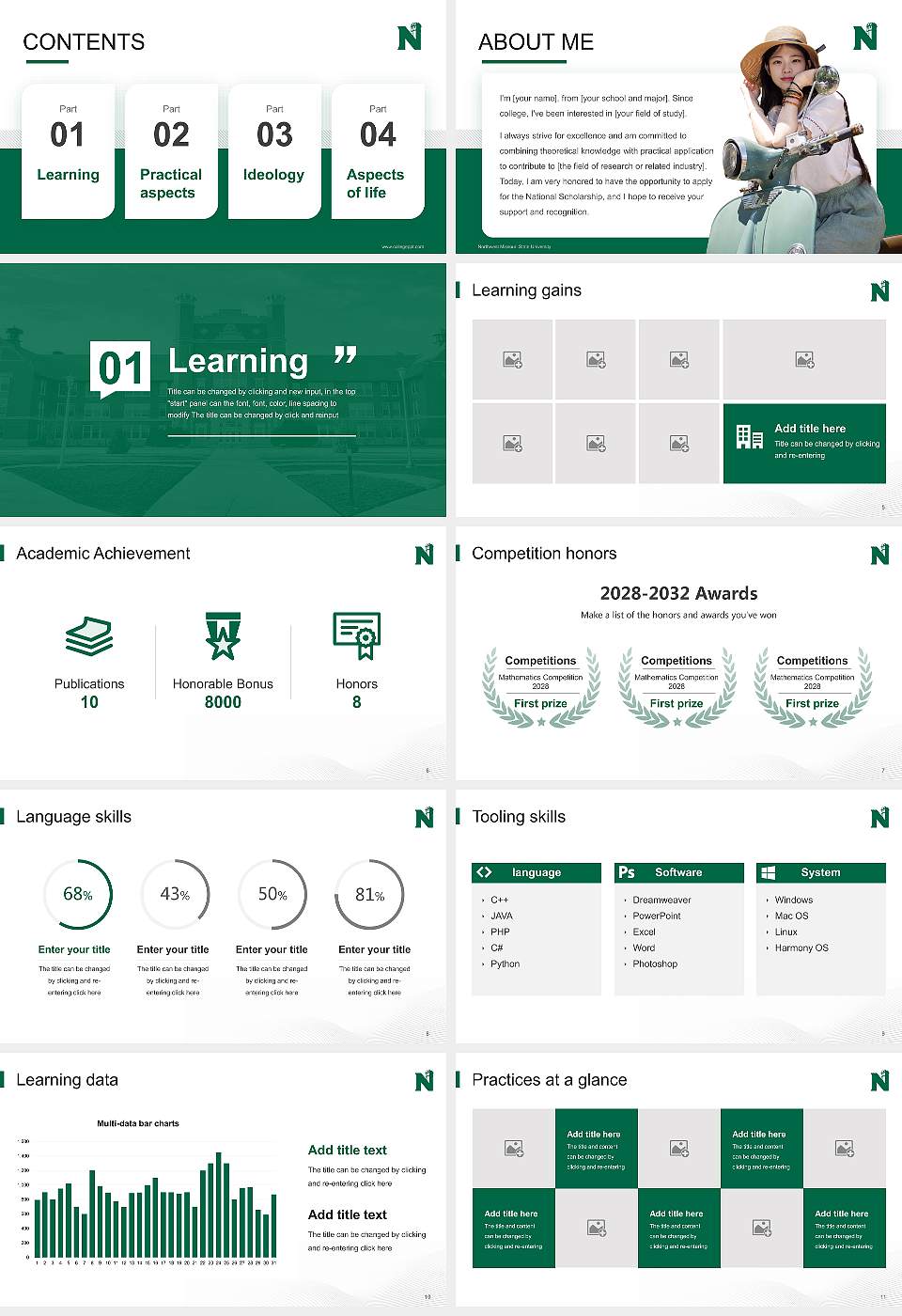 Northwest Missouri State University National Scholarship Defense PPT Template16:9 ratio PPT effect preview image2