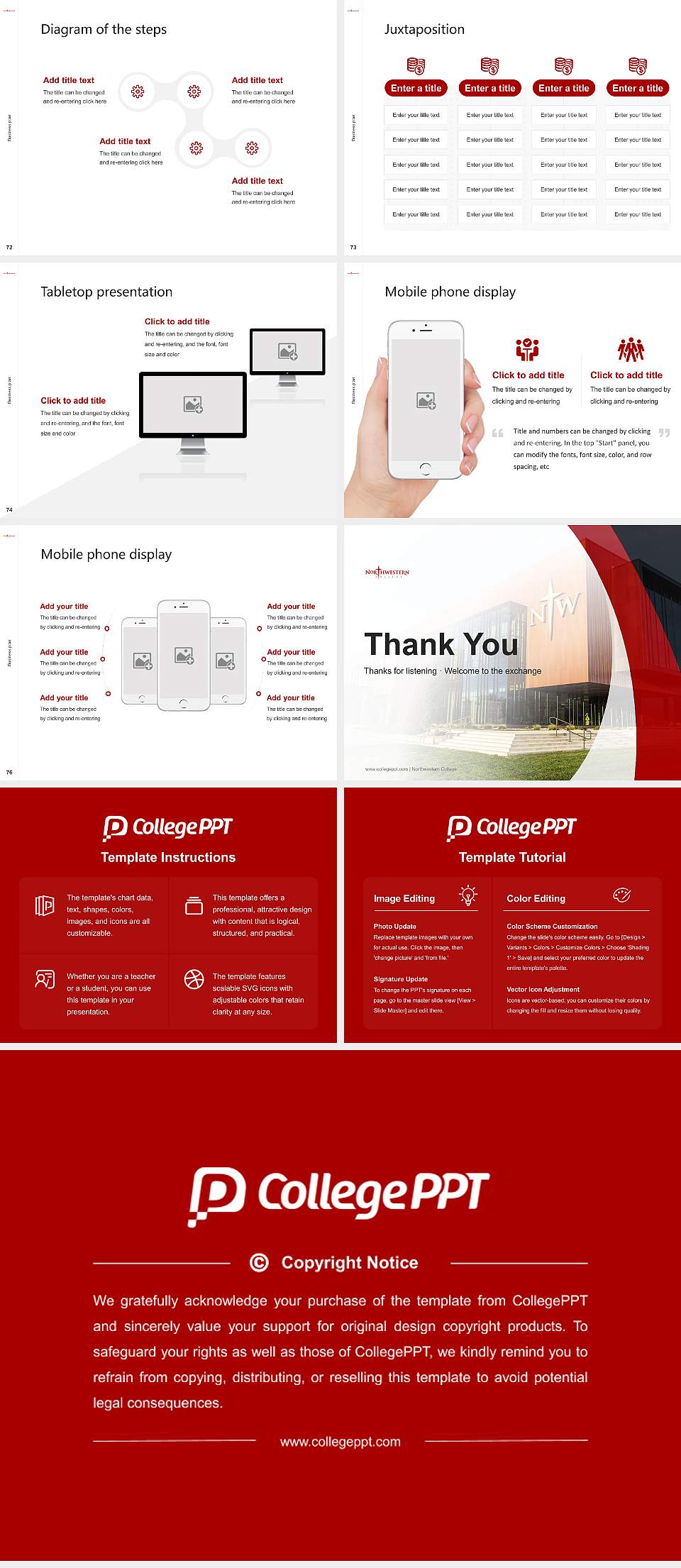 Northwestern College Competition/Entrepreneurship Contest PPT Template4:3 ratio PPT effect preview image9