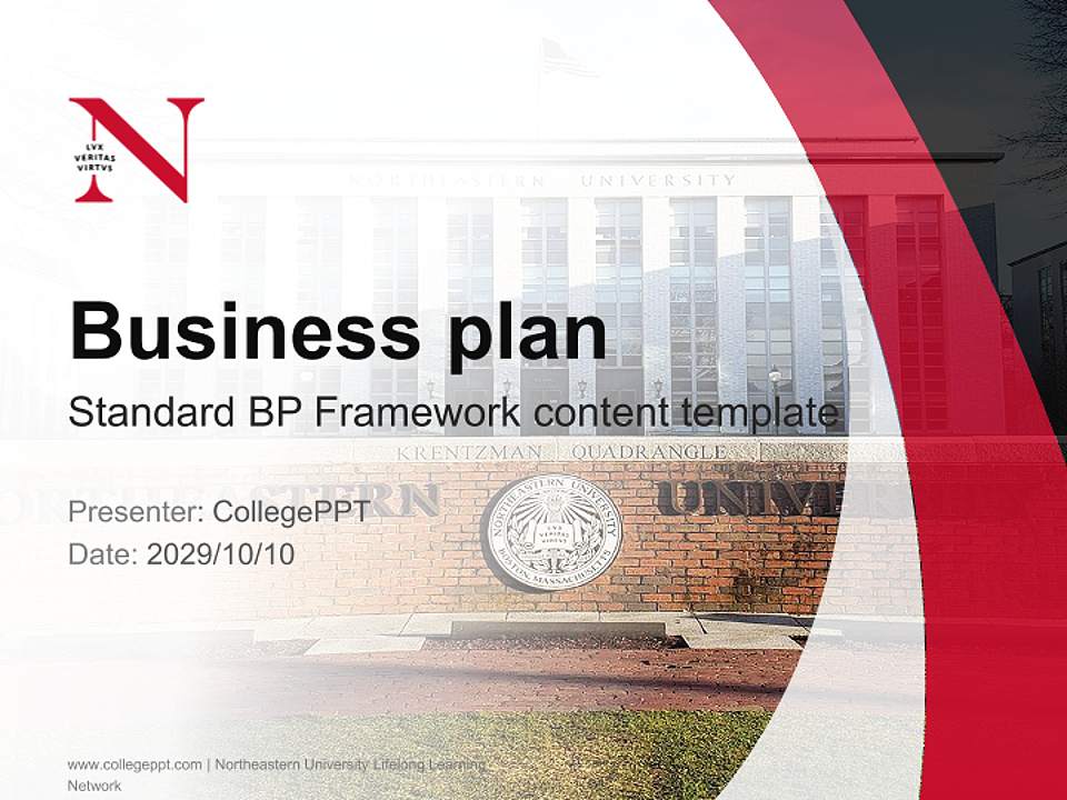 Northeastern University Lifelong Learning Network Competition/Entrepreneurship Contest PPT Template4:3 ratio PPT effect preview image9