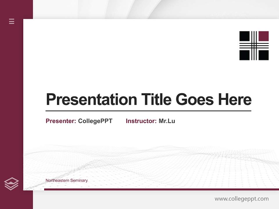 Northeastern Seminary Thesis Proposal/Graduation Defense PPT Template4:3 ratio PPT effect preview image5