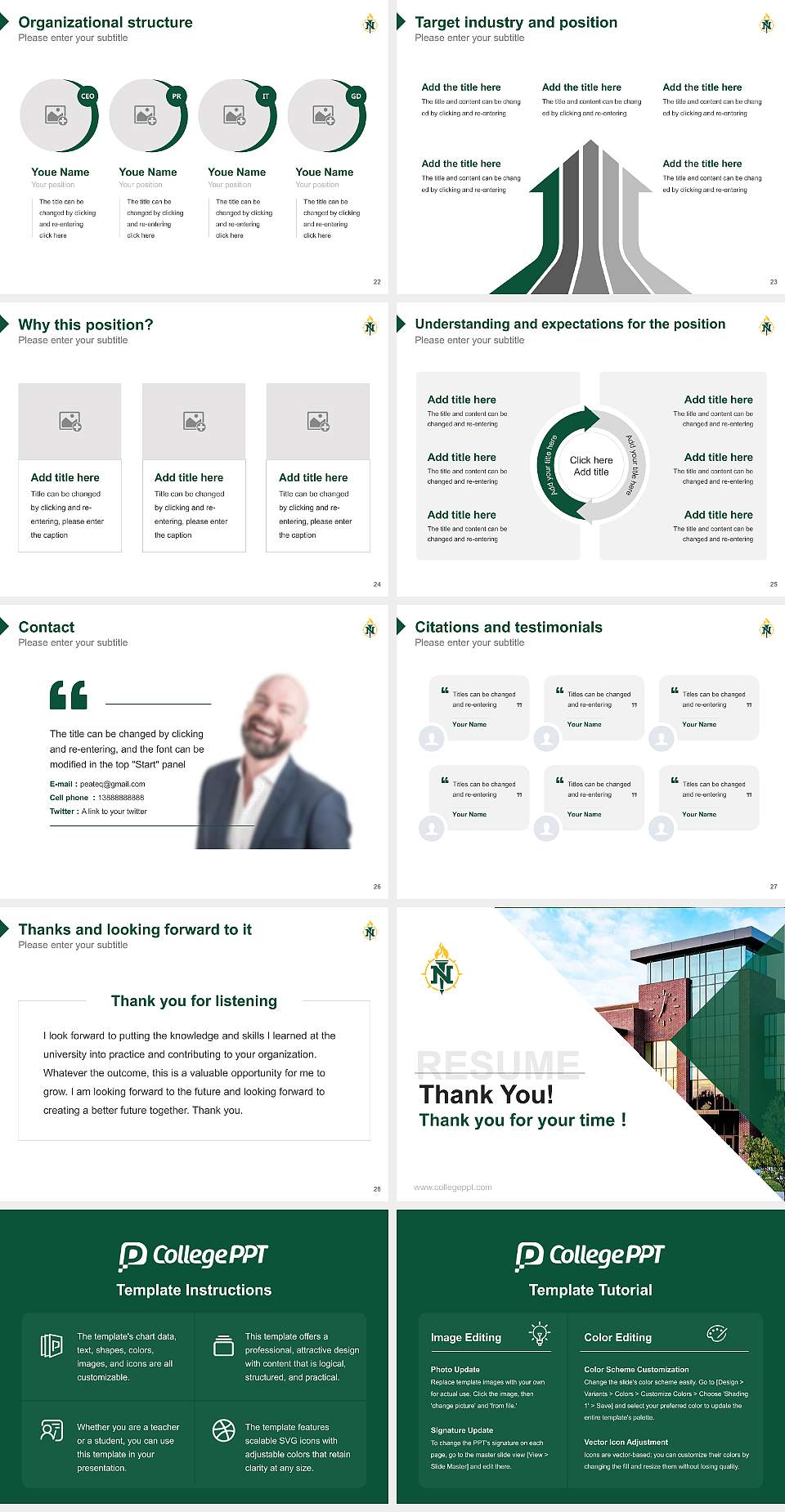 Northern Michigan University Resume PPT Template4:3 ratio PPT effect preview image4