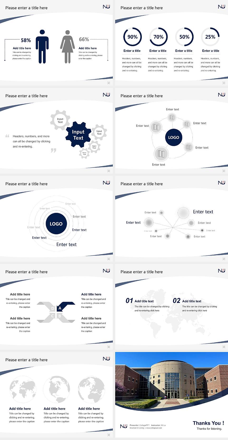 Newman University Course/Courseware Creation PPT Template4:3 ratio PPT effect preview image4