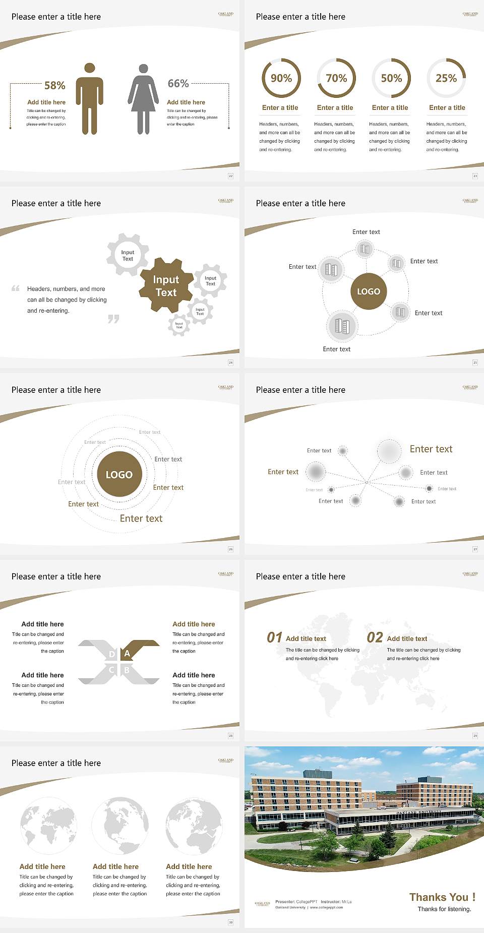 Oakland University Course/Courseware Creation PPT Template4:3 ratio PPT effect preview image4