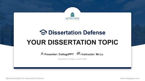 Notre Dame College Graduation Thesis Defense PPT Template