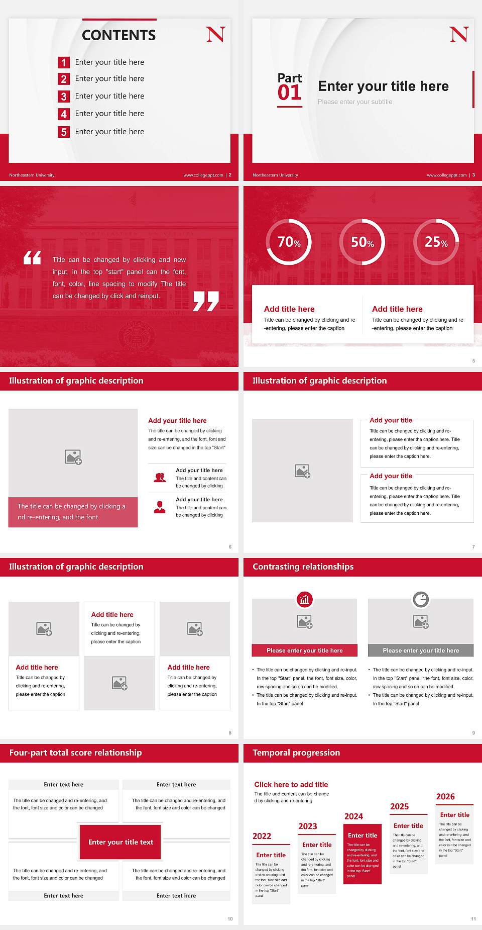 Northeastern University Thesis Proposal/Graduation Defense PPT Template4:3 ratio PPT effect preview image2