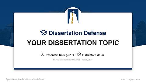 Notre Dame De Namur University Graduation Thesis Defense PPT Template