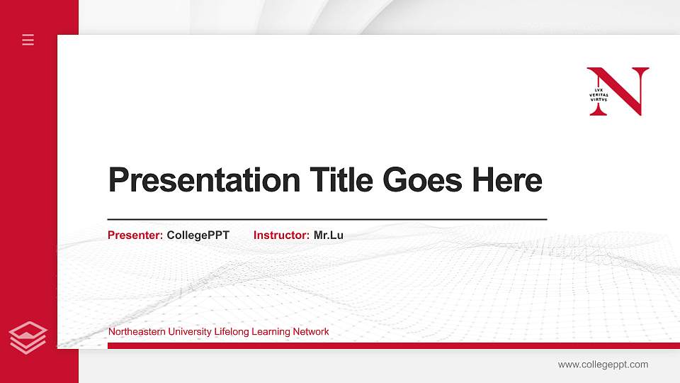 Northeastern University Lifelong Learning Network Thesis Proposal/Graduation Defense PPT Template16:9 ratio PPT effect preview image