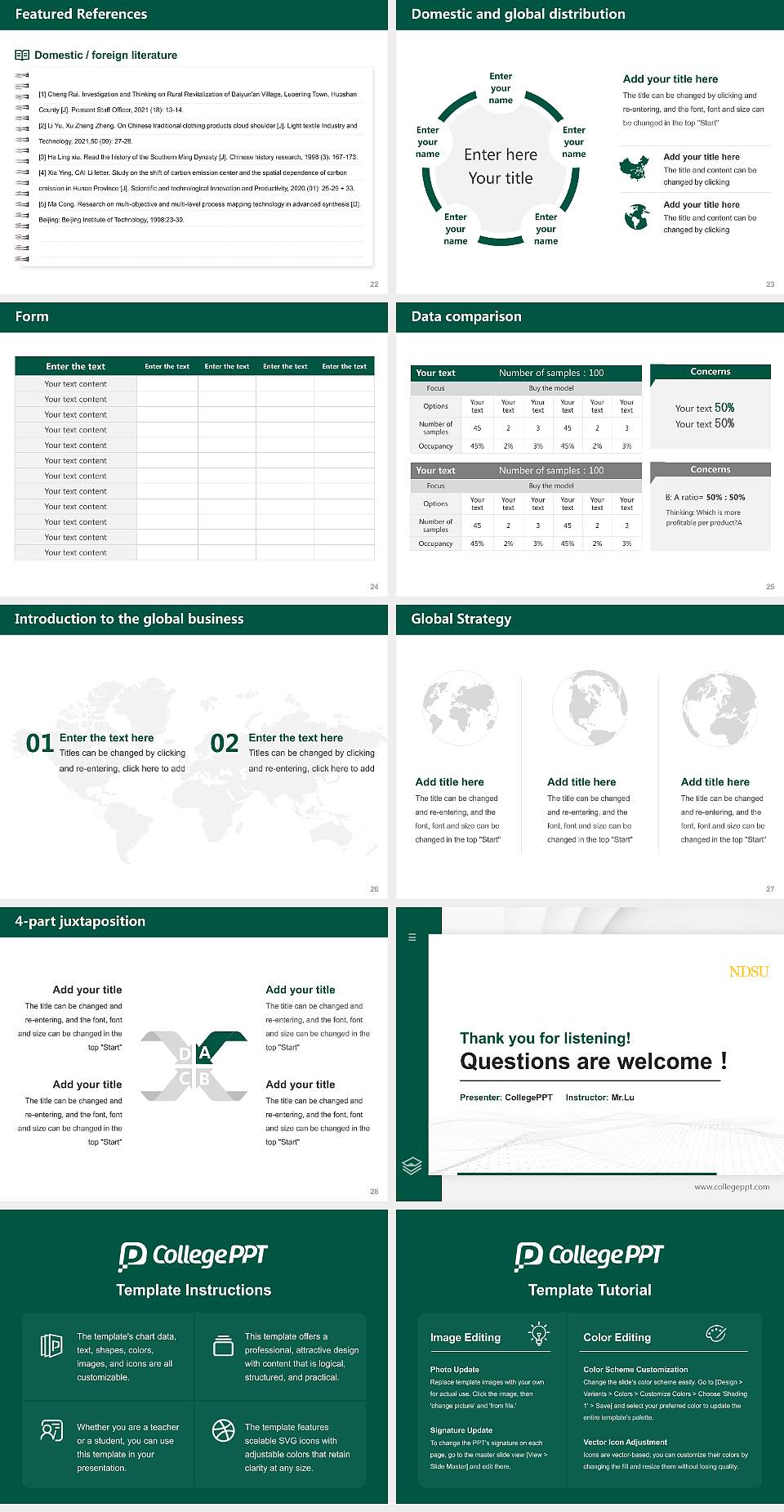 North Dakota State University-Main Campus Thesis Proposal/Graduation Defense PPT Template4:3 ratio PPT effect preview image4