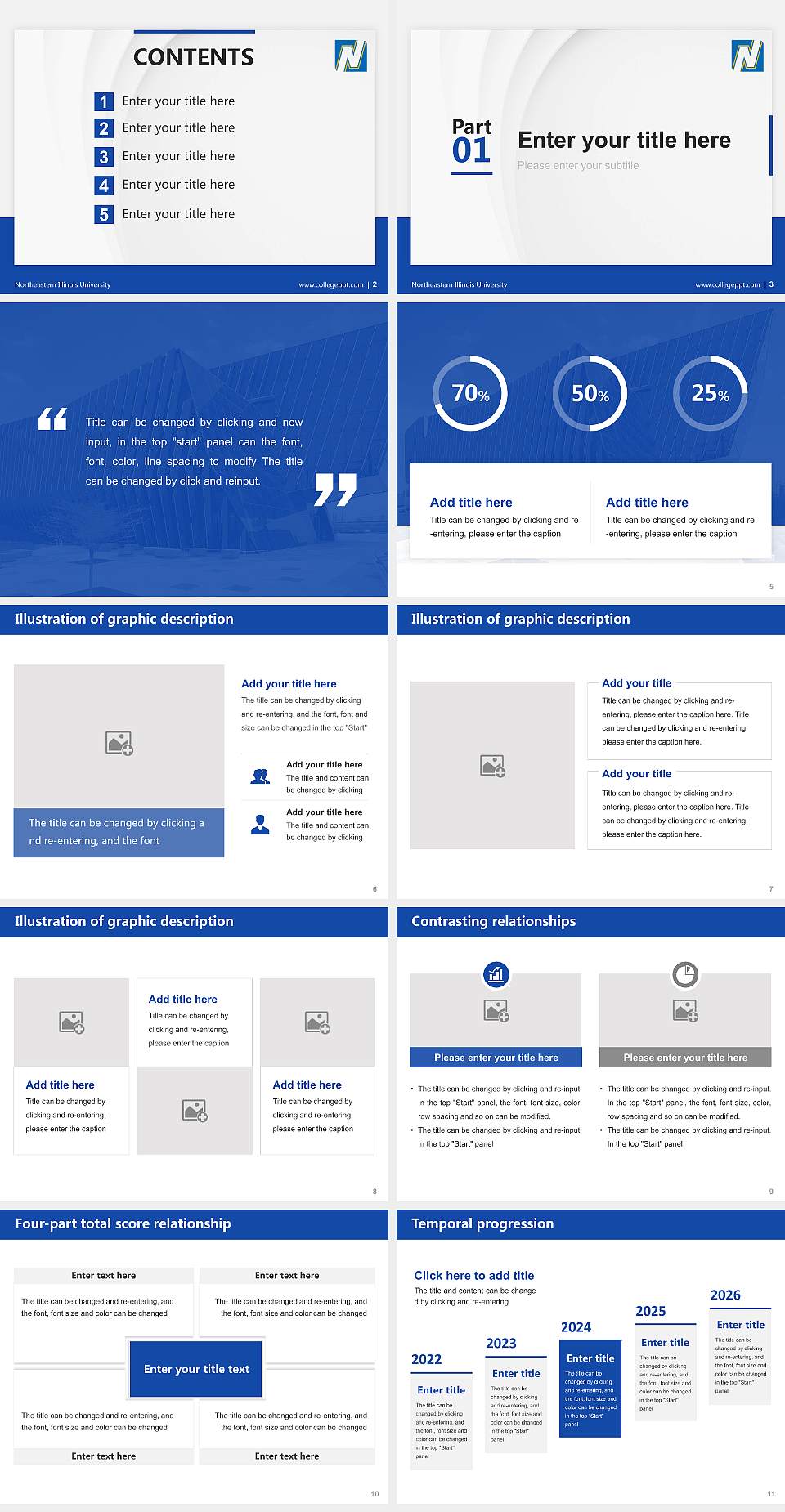 Northeastern Illinois University Thesis Proposal/Graduation Defense PPT Template4:3 ratio PPT effect preview image2