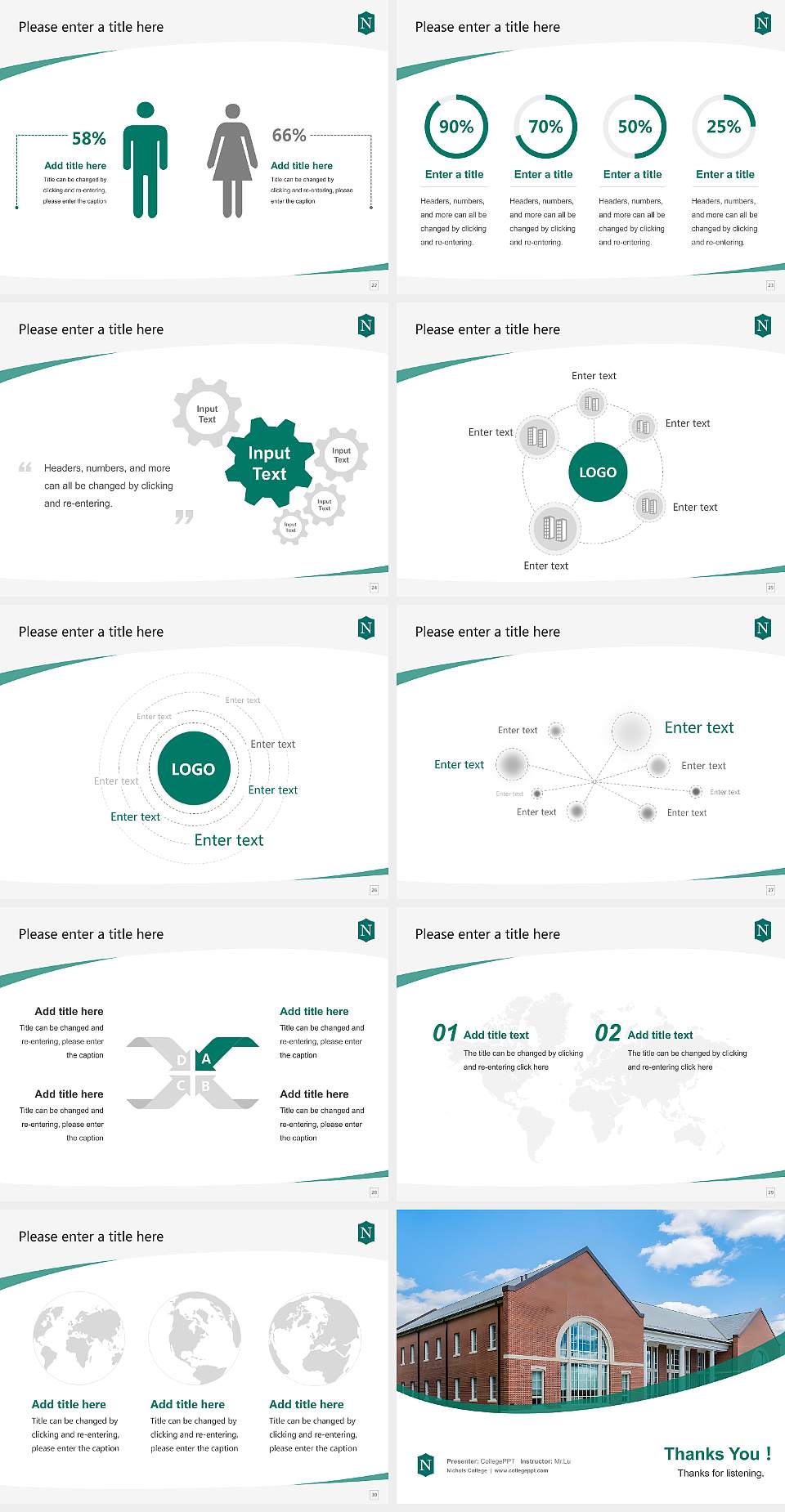 Nichols College Course/Courseware Creation PPT Template4:3 ratio PPT effect preview image4