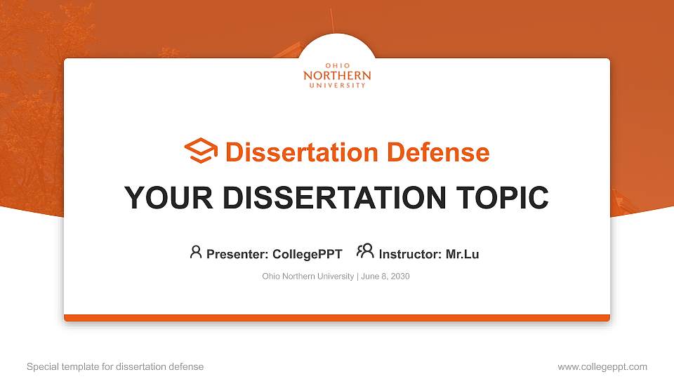 Ohio Northern University Graduation Thesis Defense PPT Template16:9 ratio PPT effect preview image