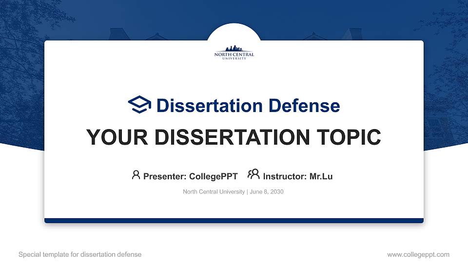 North Central University Graduation Thesis Defense PPT Template16:9 ratio PPT effect preview image