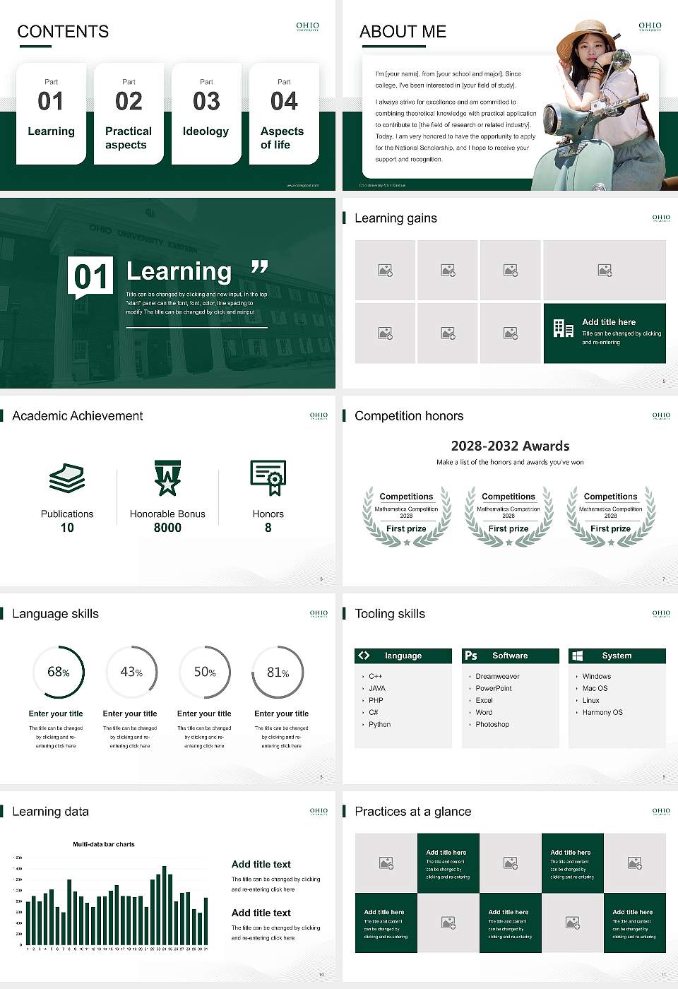 Ohio University-Main Campus National Scholarship Defense PPT Template16:9 ratio PPT effect preview image2