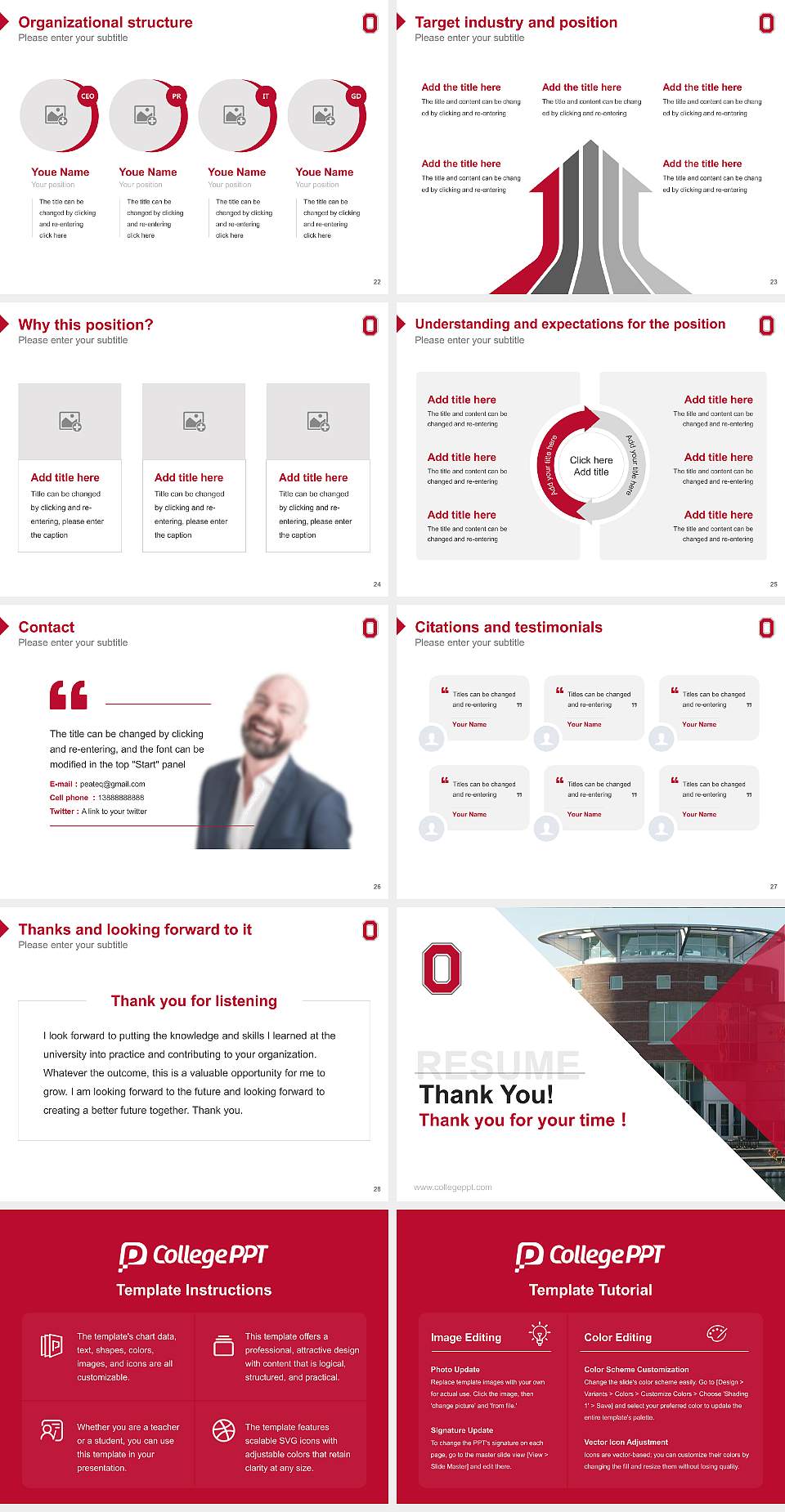 Ohio State University-Marion Campus Resume PPT Template4:3 ratio PPT effect preview image4