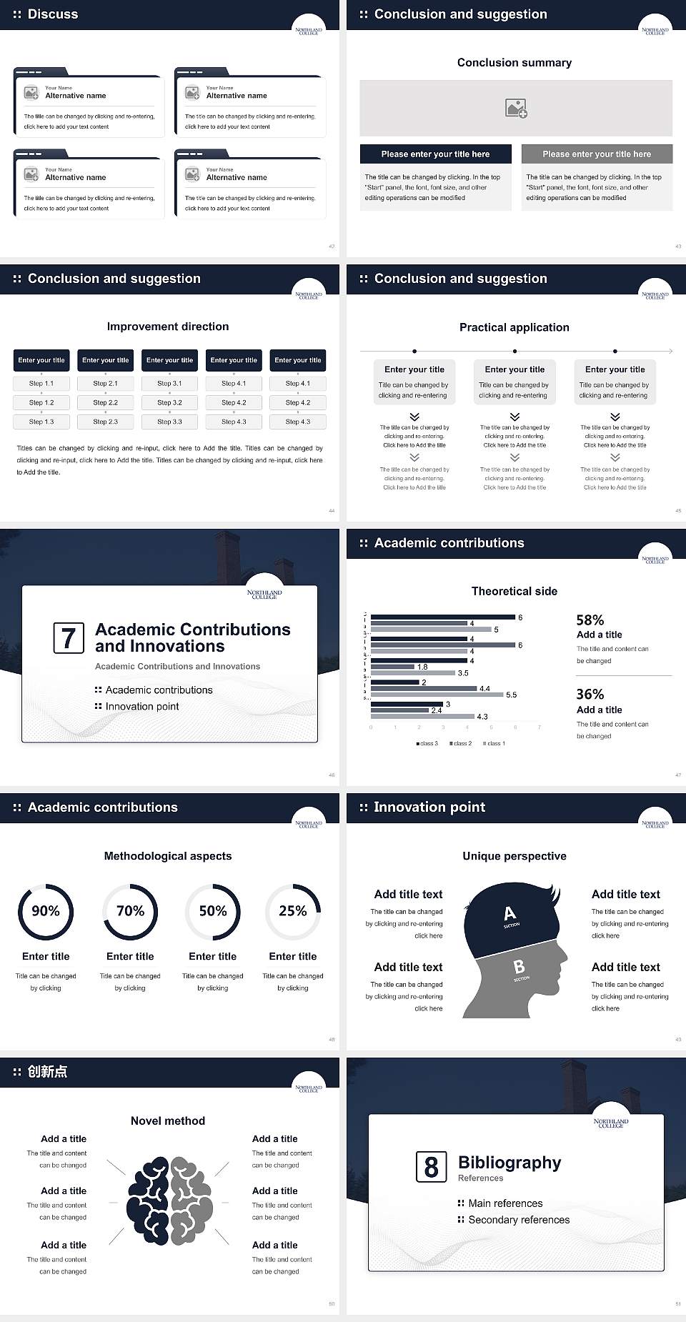 Northland College Graduation Thesis Defense PPT Template4:3 ratio PPT effect preview image6