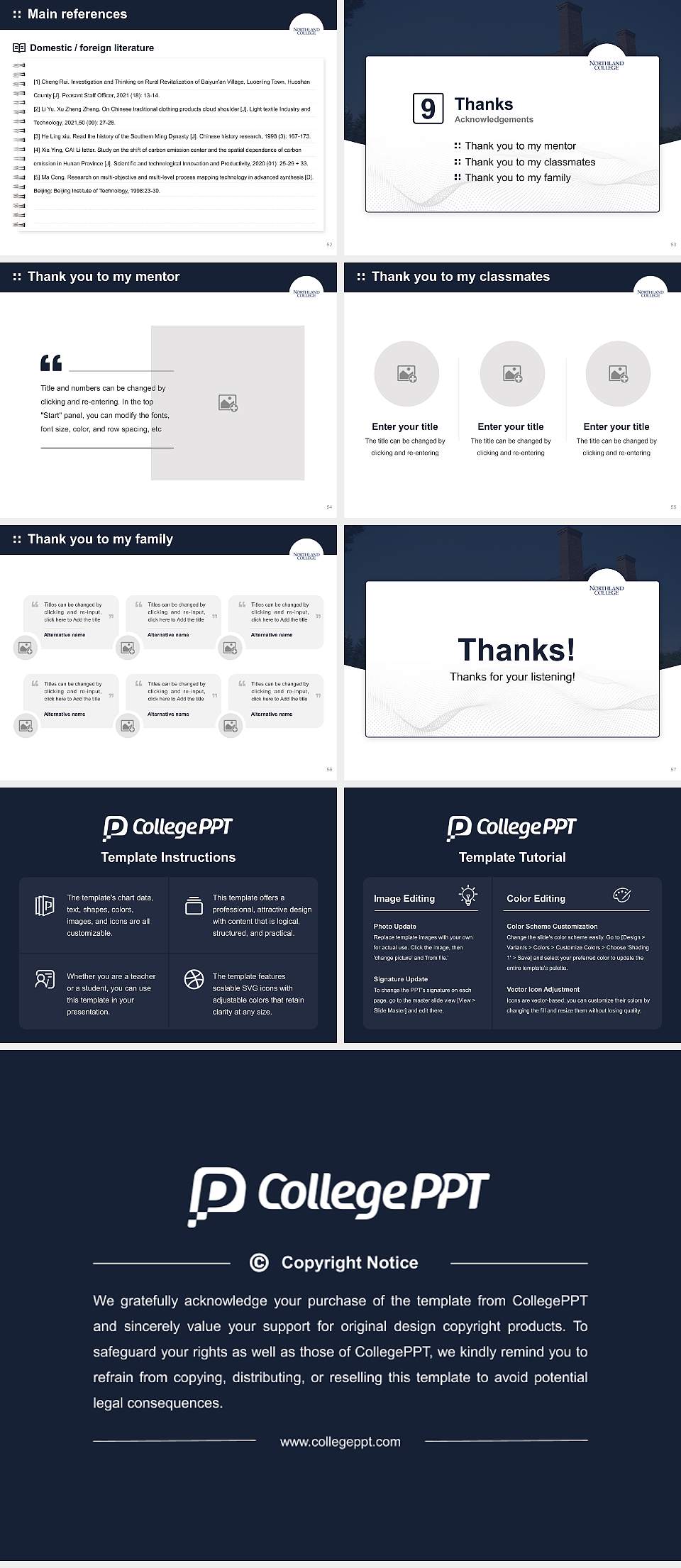 Northland College Graduation Thesis Defense PPT Template4:3 ratio PPT effect preview image7